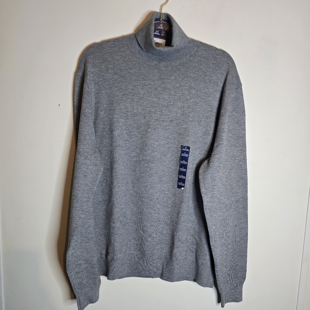 Stafford Mens XL Grey knit turtle neck new